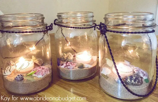 Beach Wedding Mason Jar Centerpieces