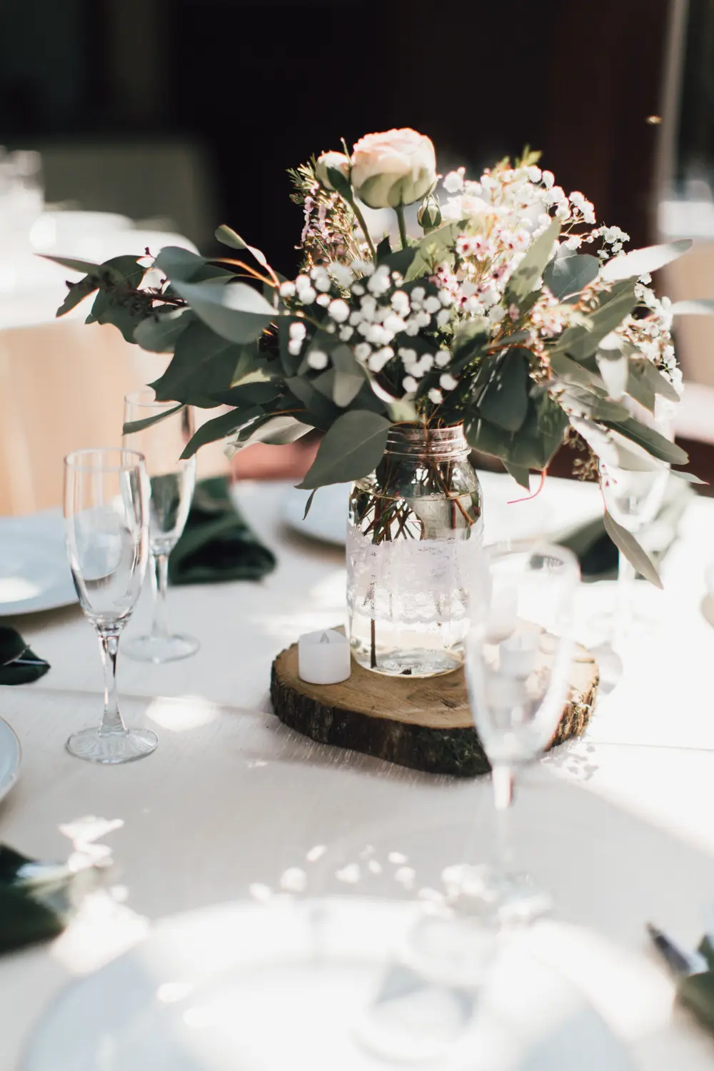 Contemporary Mason Jar with leaves