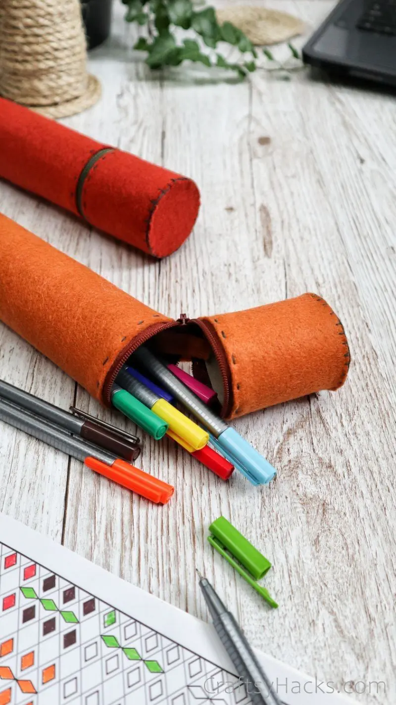 diy pencil case with colored pens