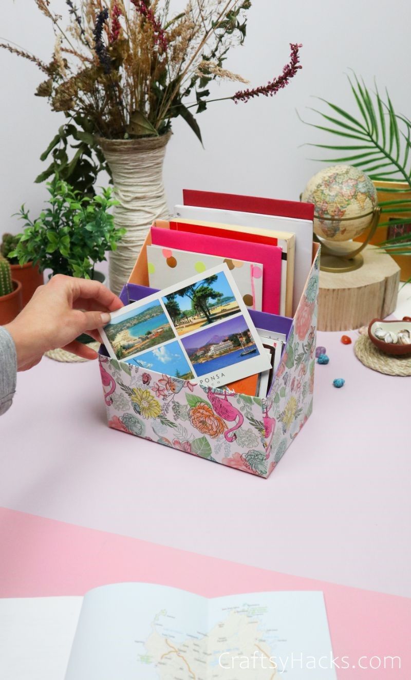 postcard in diy organizer