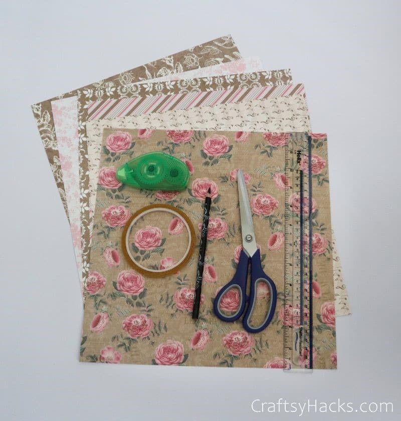 patterned cardstock and craft supplies