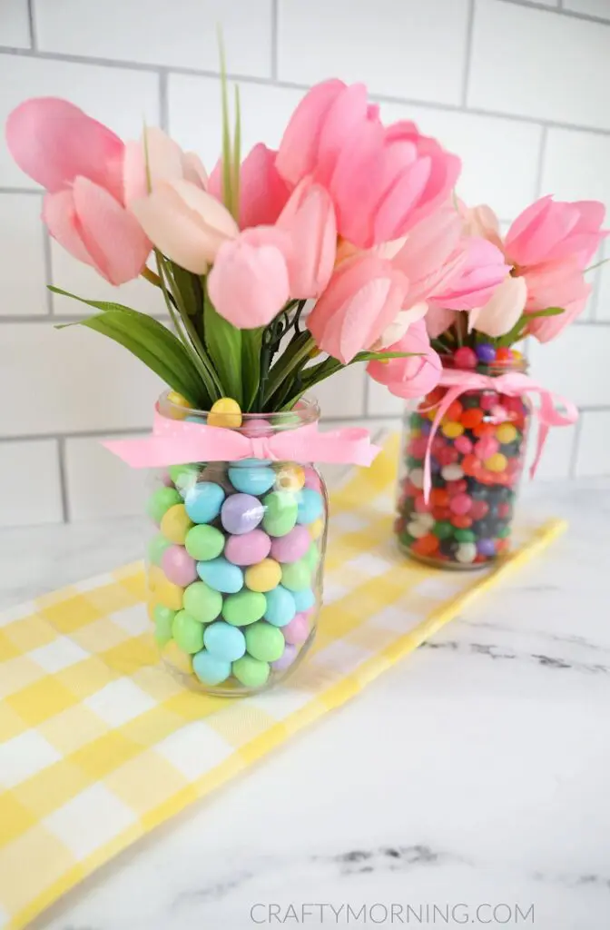 Mason Jar Easter Centerpieces