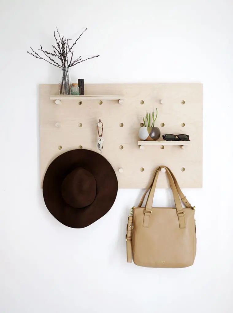 Wooden Pegboard Wall Organizer