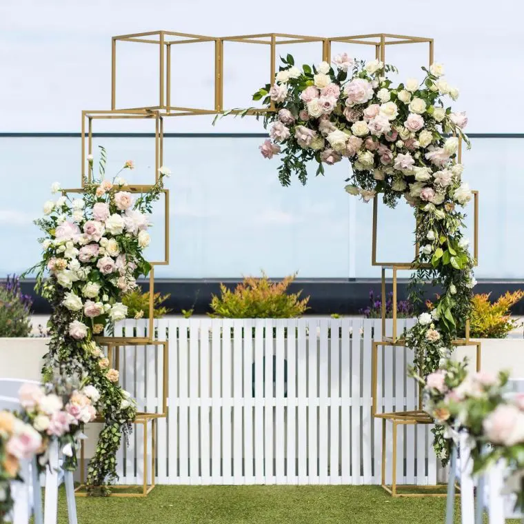 Golden Box Arch with Flowers