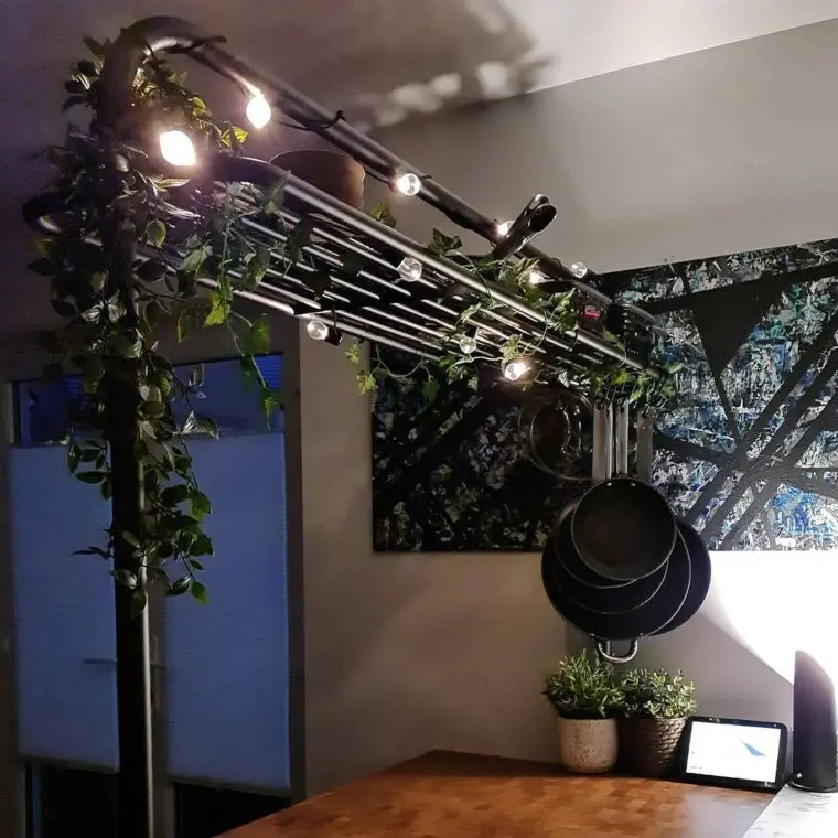 lights hanging from kitchen island
