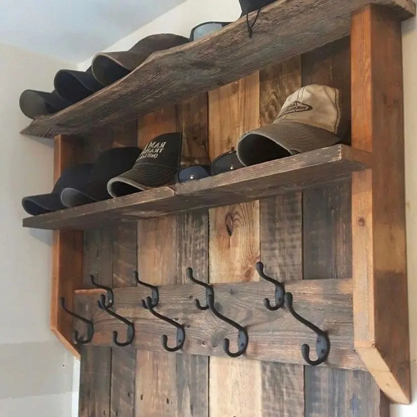Wooden Pallet Hat Shelf