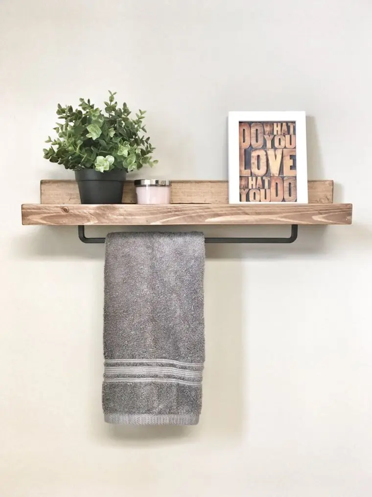 Wooden Shelf and Towel Rail