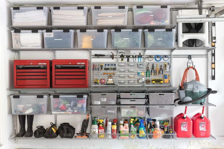 storage bins and shelves