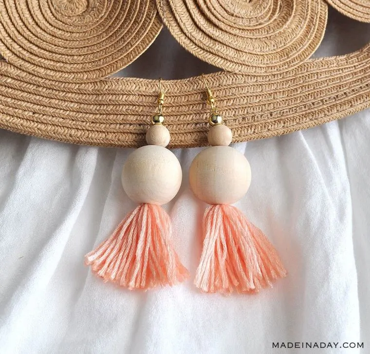 Wooden Tassel Earrings