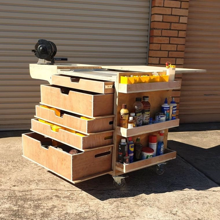 wooden tool cart