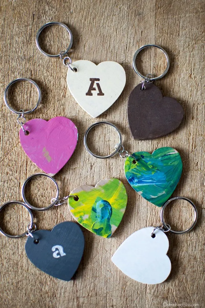 Custom Wooden Heart Keychains
