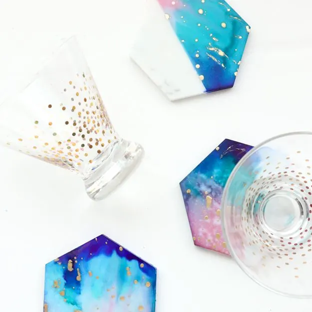 Galaxy Marble Drink Coasters