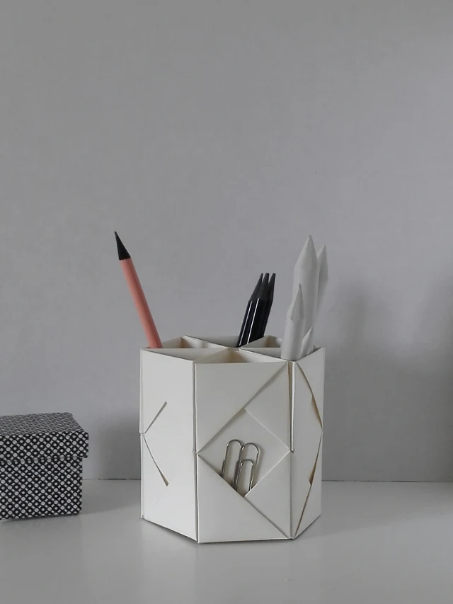 Origami Folded Pen Holder