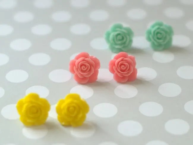 Spring Rose Flower Studs