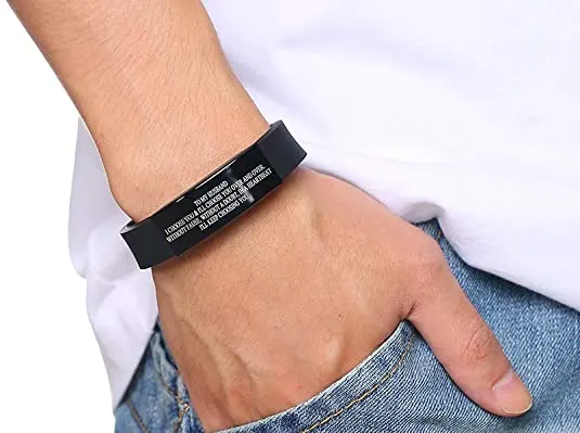 black silicone quote bracelet