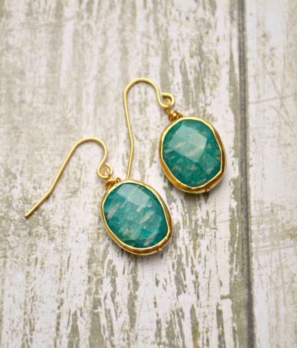 Gold-Plated Gemstone Earrings