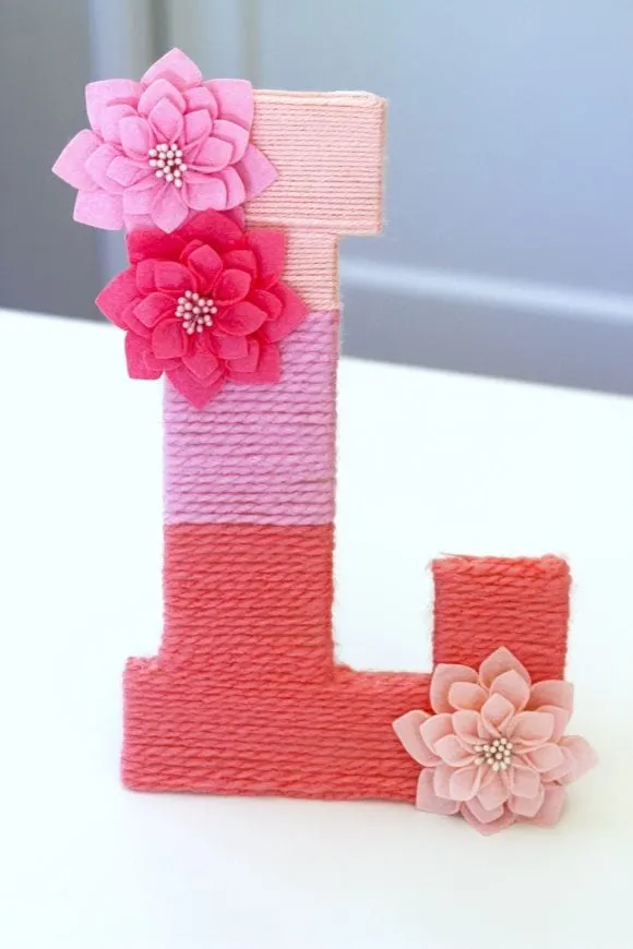 Yarn-Wrapped Ombre Letter