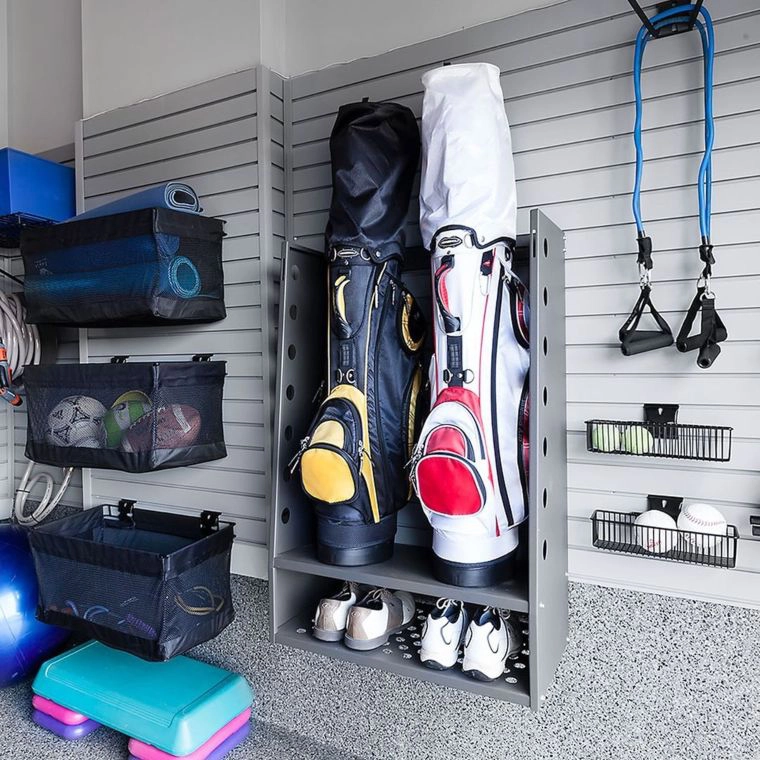 21 Garage Shelving Ideas To, Golf Club Garage Organizer