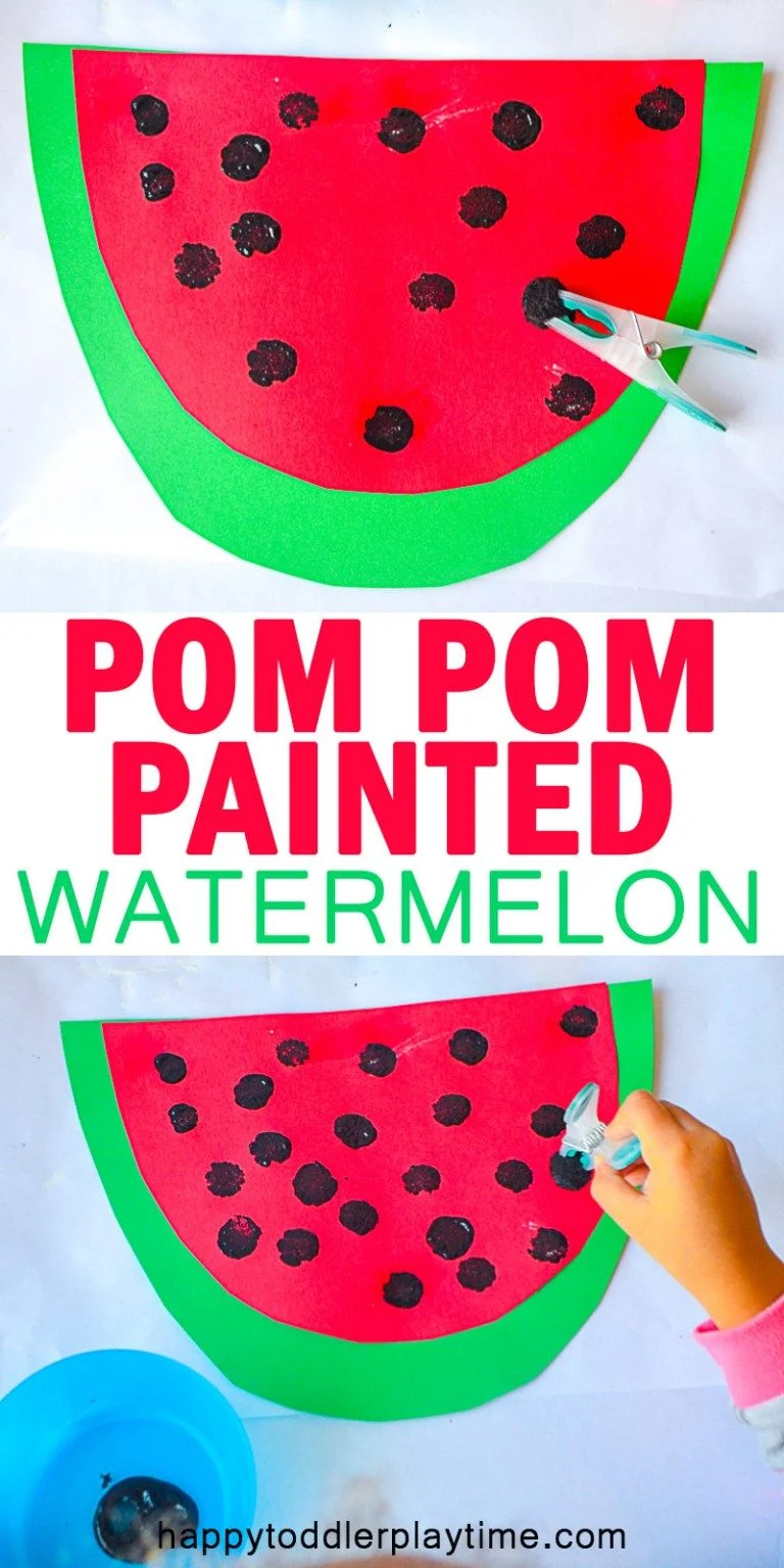 Pom-Pom Painted Watermelon Craft