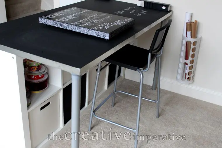 black and white counter desk