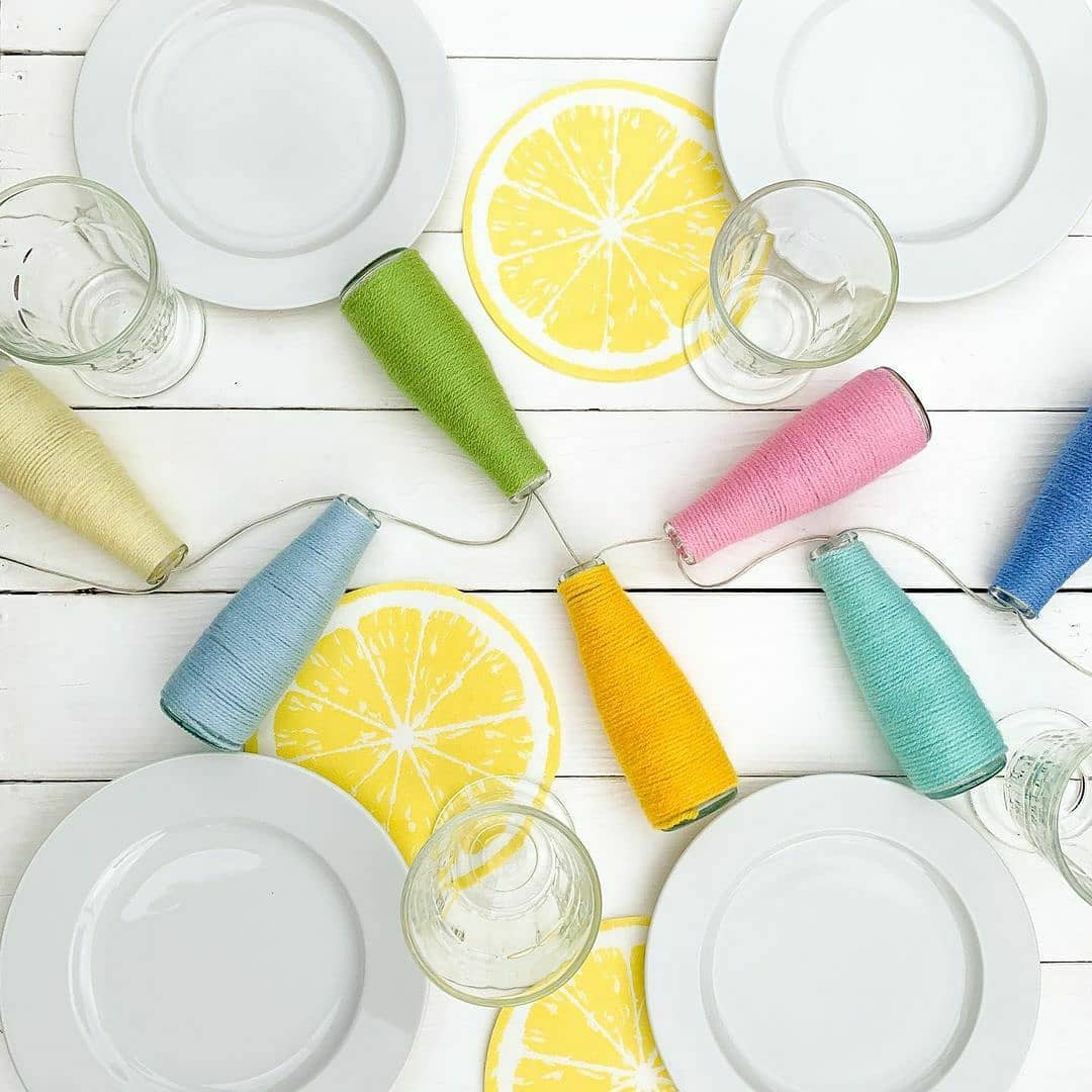 colorful bottle table garland