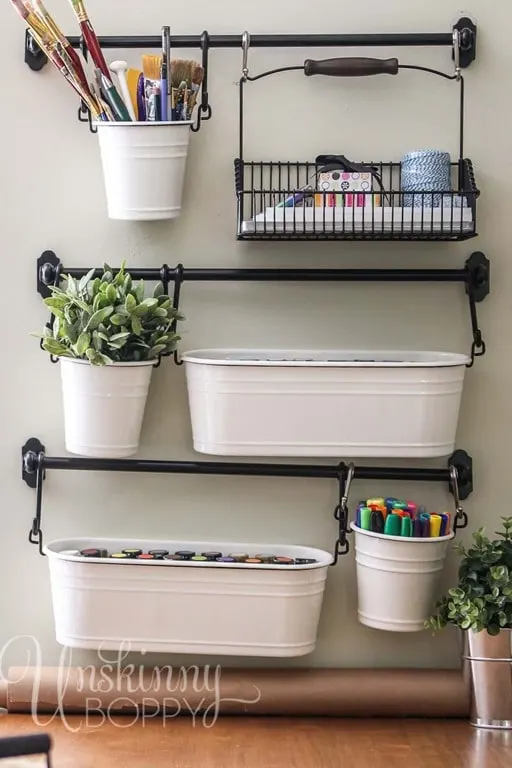 Tin Planters On A Rack