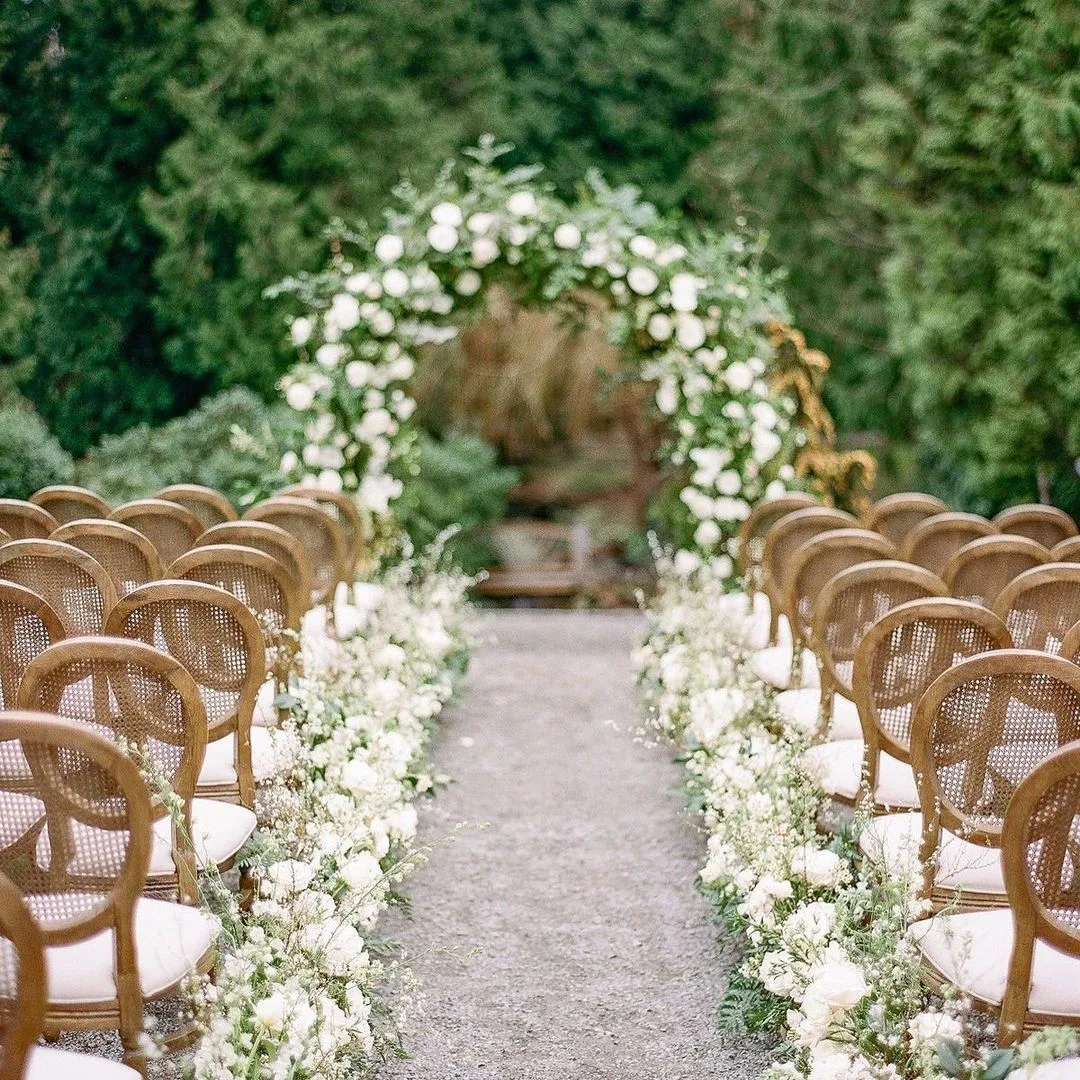 white roses in aisle