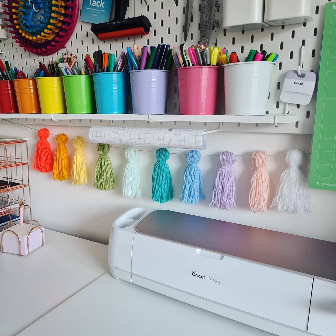 rainbow desk with pegboard