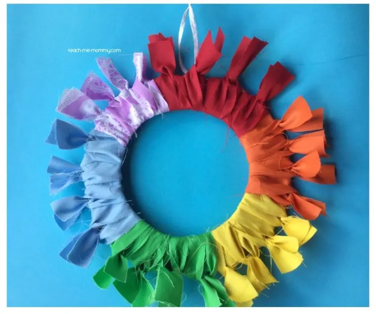 Rainbow Scrap Fabric Wreath