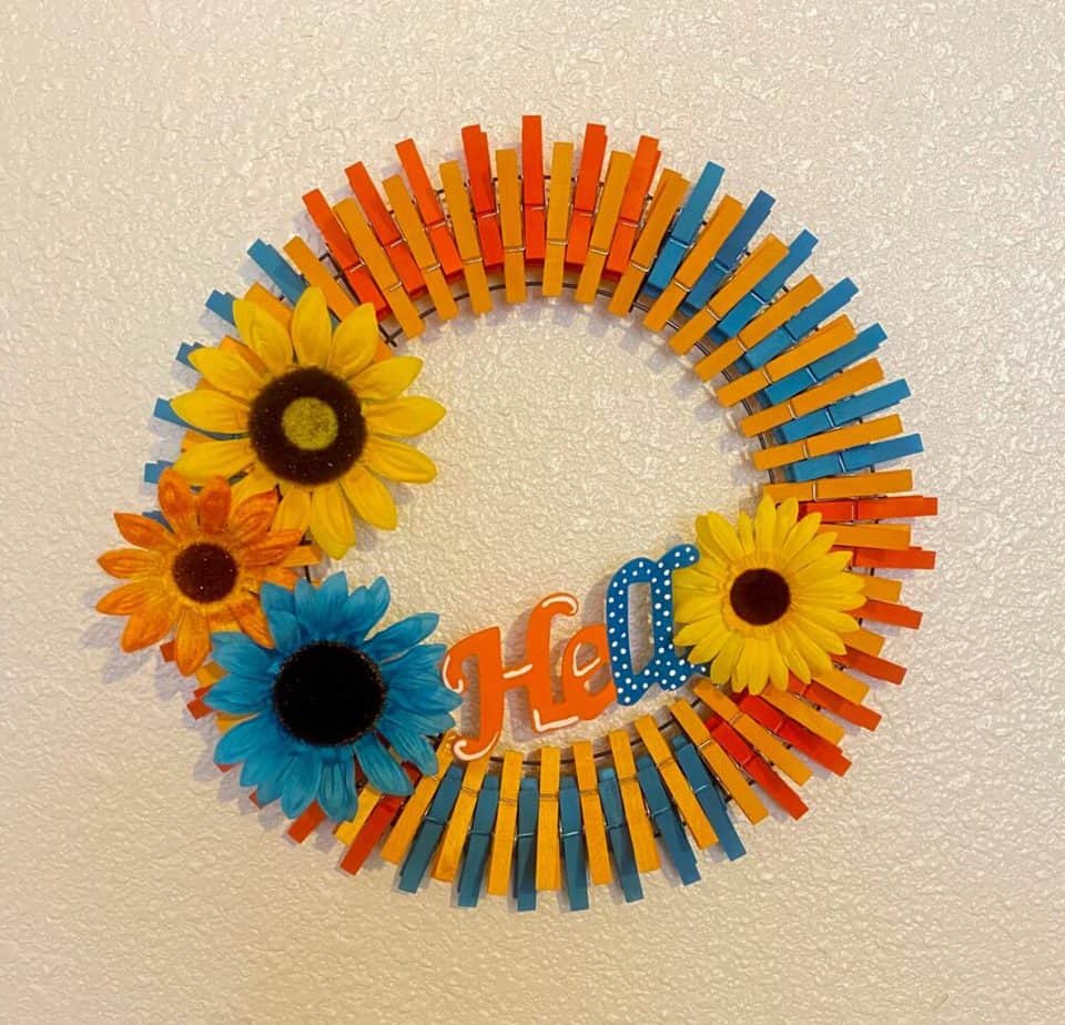 Sunflower Clothespin Wreath