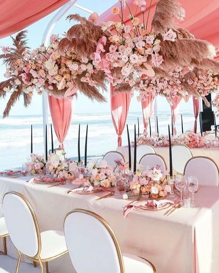 Blush, Pink, And Peach Wedding Reception