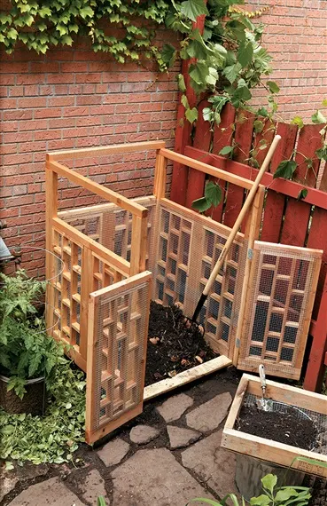 Wood Frame Compost Pile