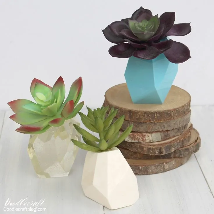 Resin Cast Geometric Succulent Planters