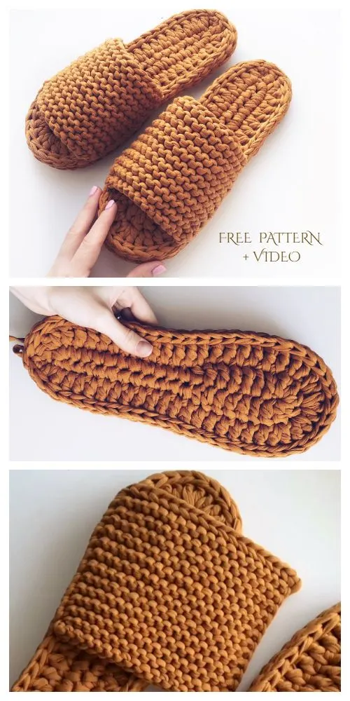 Chunky T-Shirt Yarn Crochet Slippers