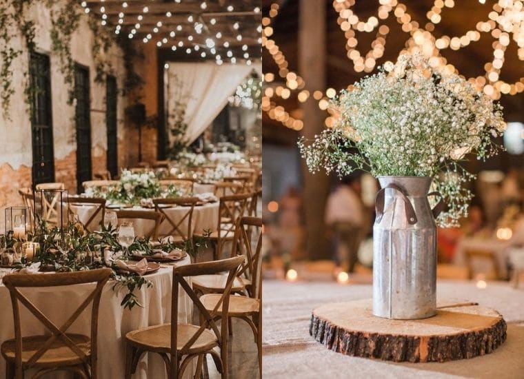 Wedding table decor rustic