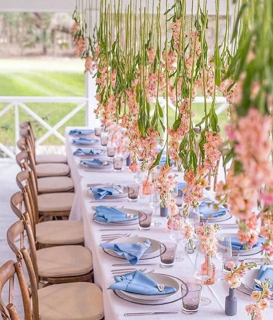 Hanging Coral Orchids Centerpiece