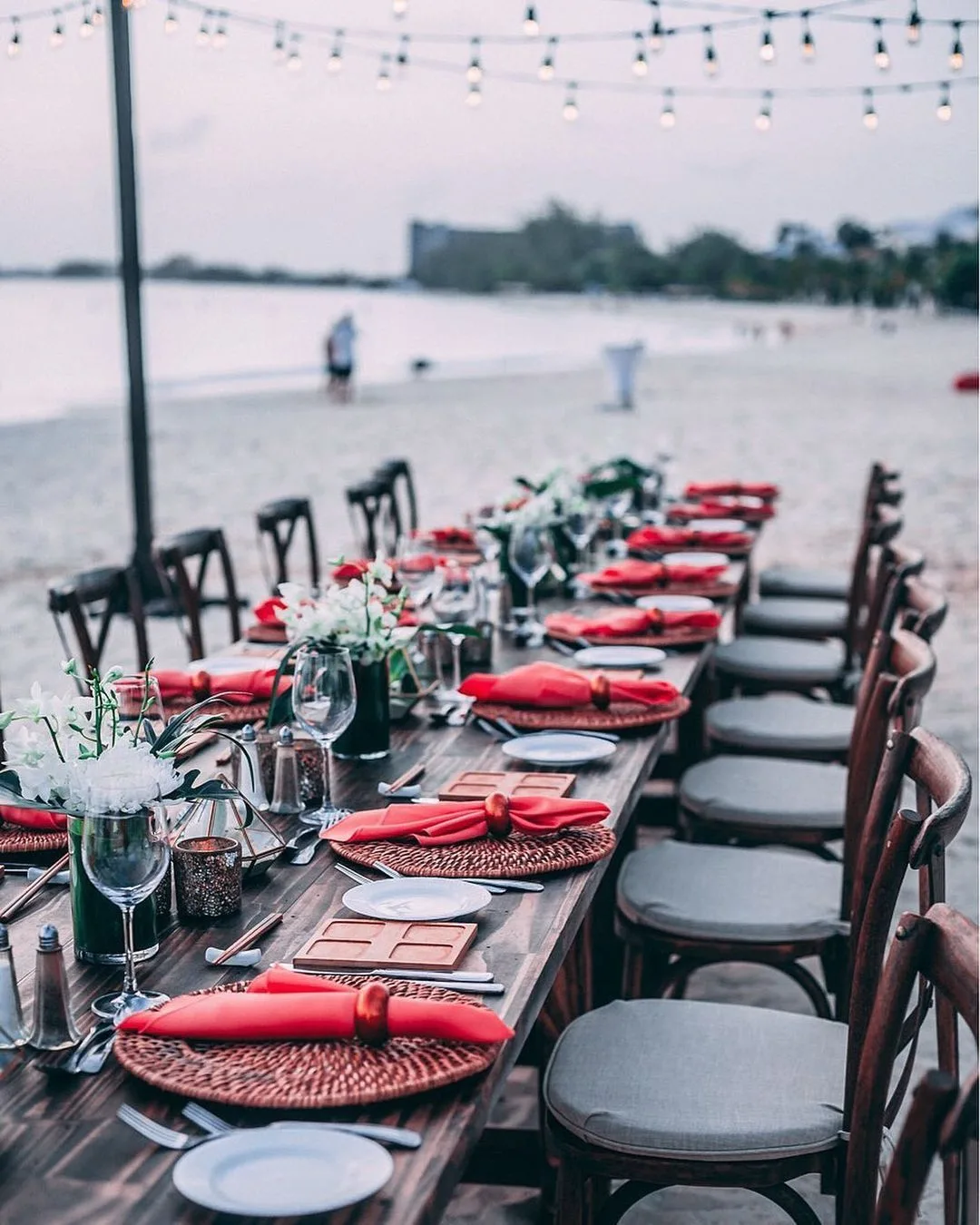 Red Napkins In The Setting Sun