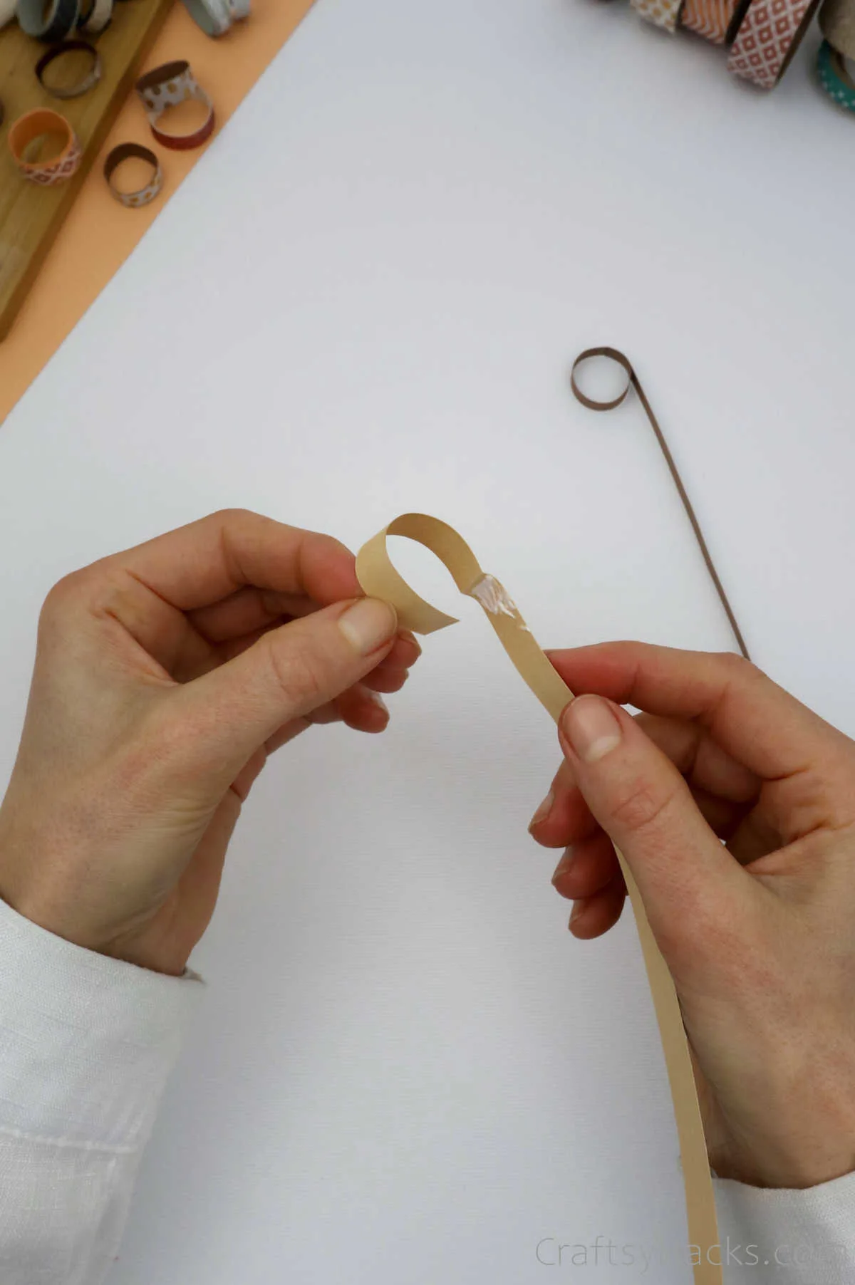 glueing paper strip