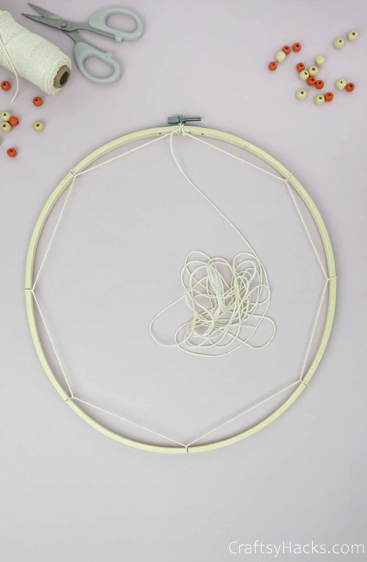 string wrapped all the way around hoop