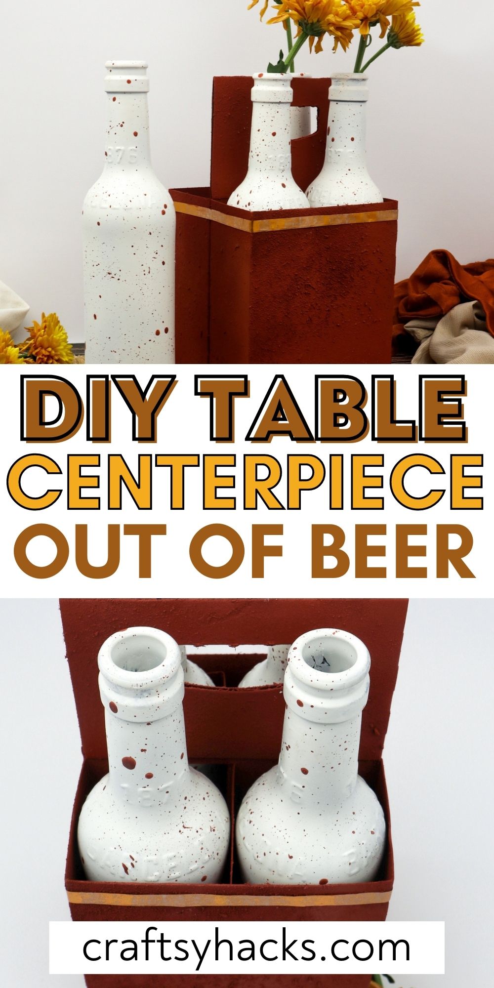 DIY table centerpiece out of beer bottles