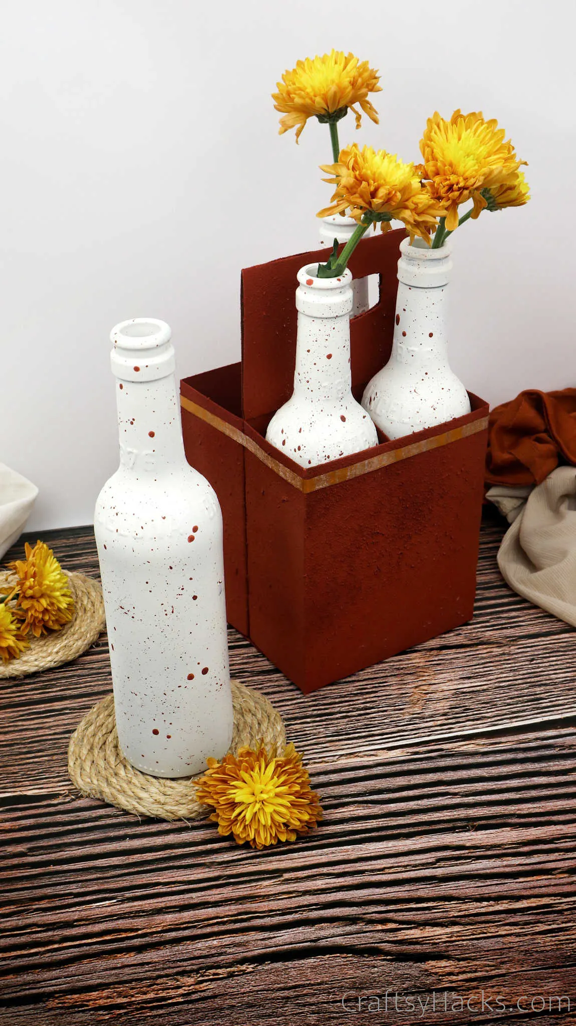 upcycled bottle with flowers