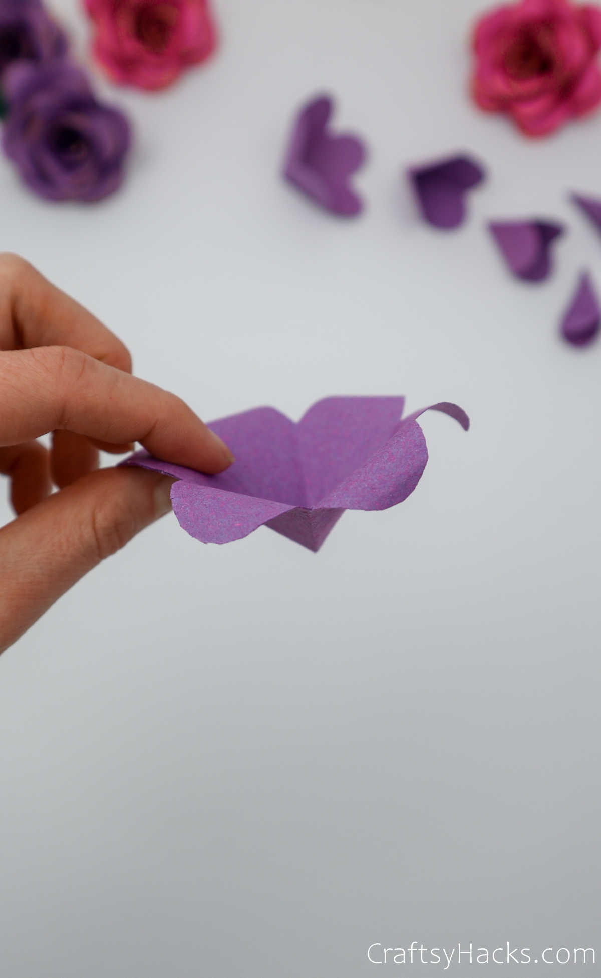 paper flower with rolled edges