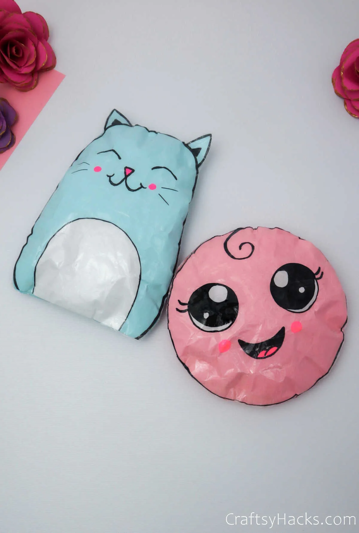 pink and blue squishies