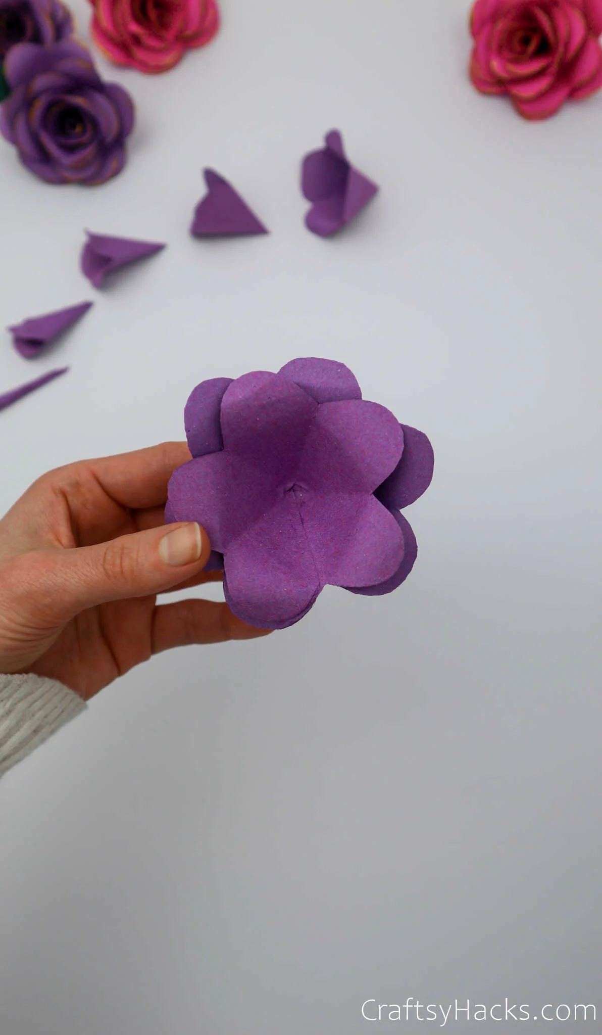 purple paper flower petals