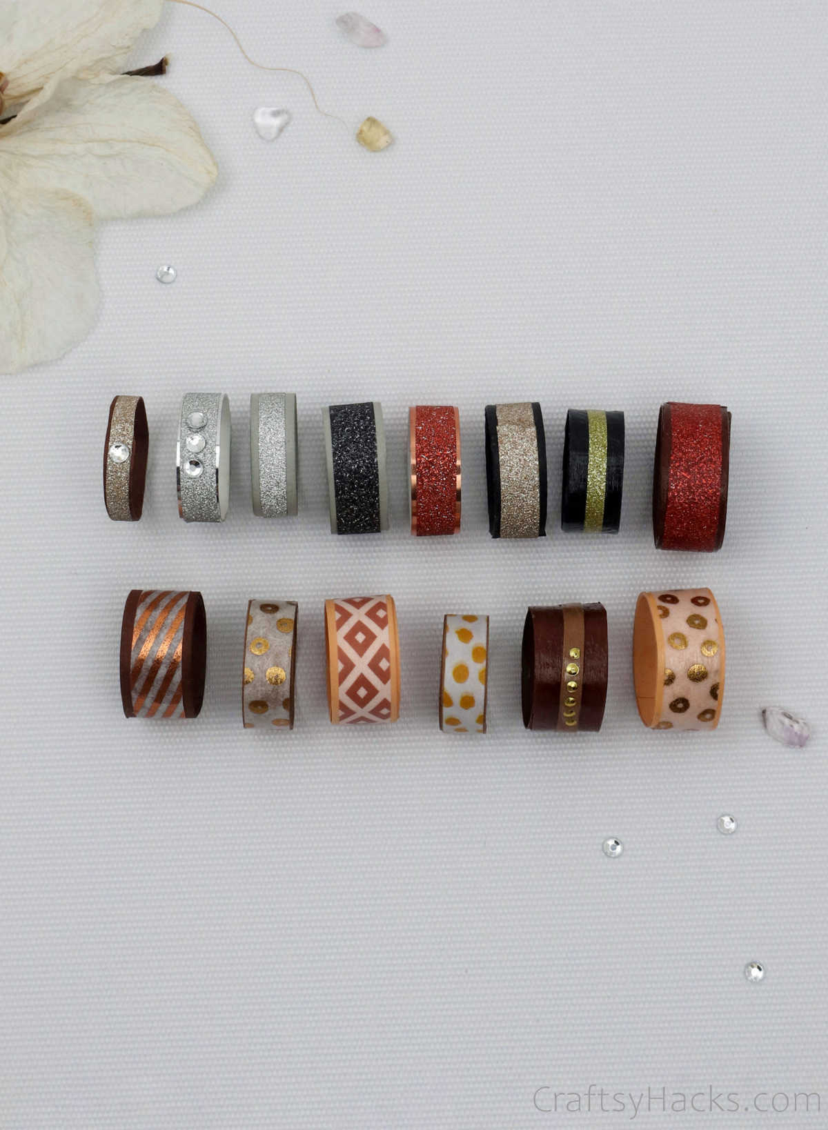 line of completed paper rings