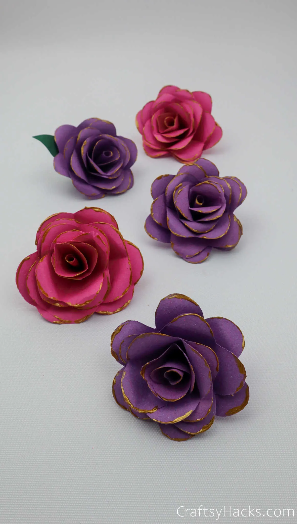 5 finished paper flowers