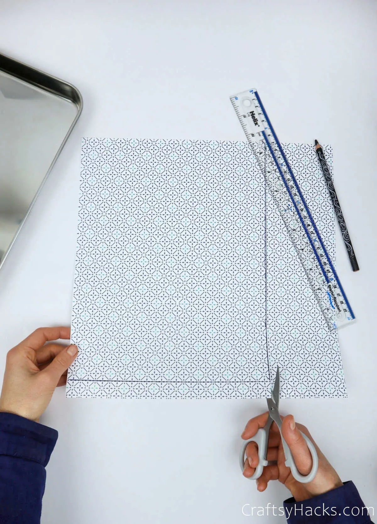 cutting out patterned paper