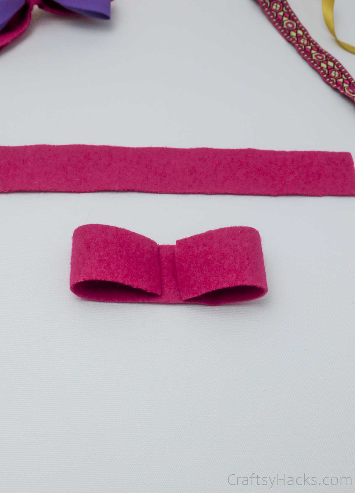 folded pink felt strip