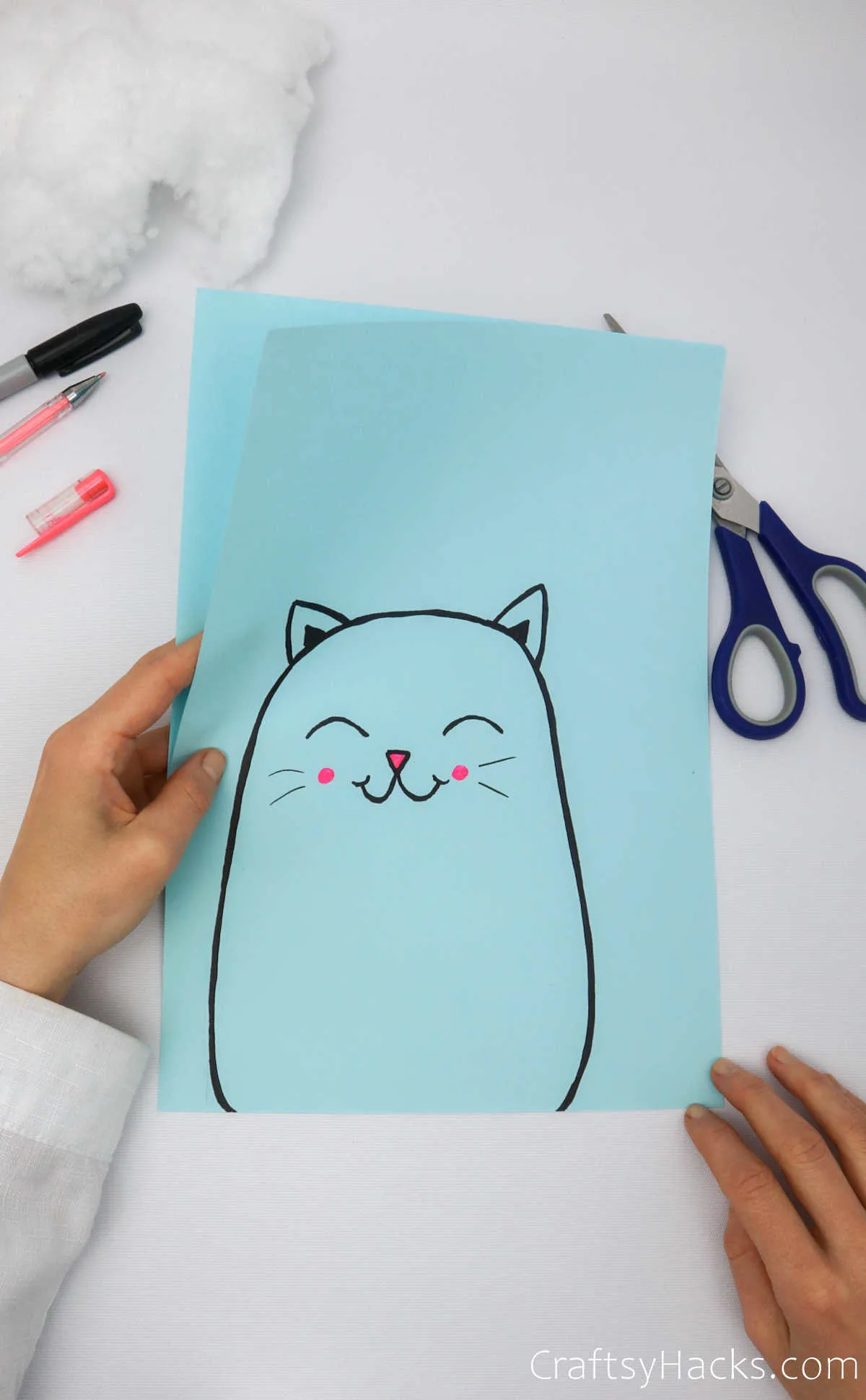 cat drawn on paper