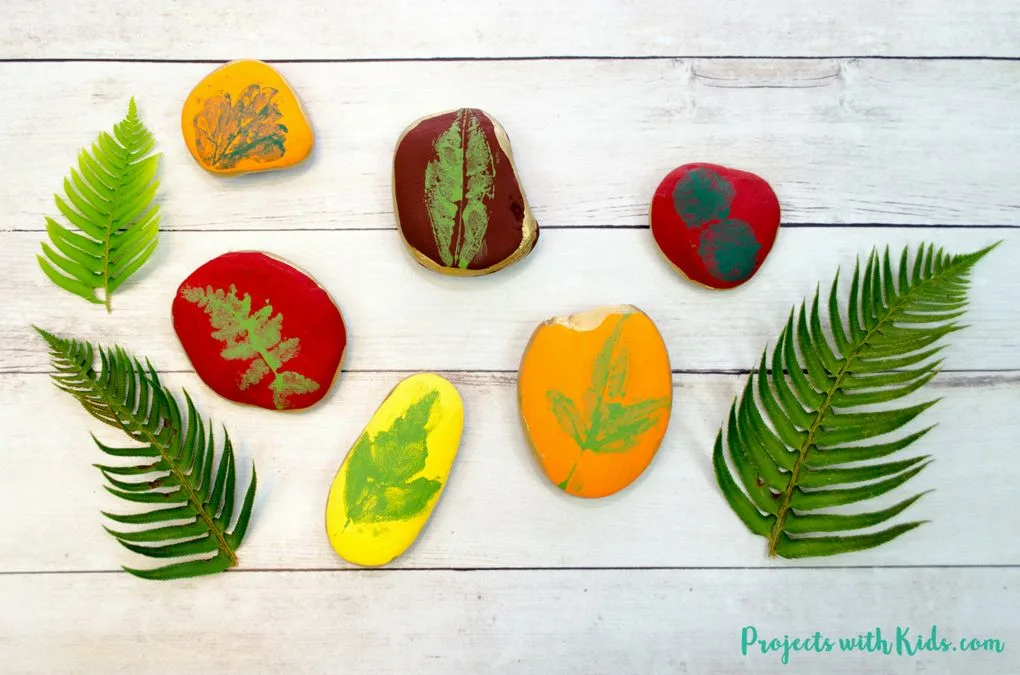 Leaf Printing on Rocks